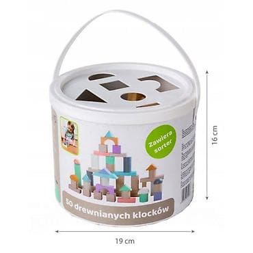 Building Blocks: DRVENE KOCKE 50 KOMADA BUCKET + SORTER – ECO TOYS Šifra proizvoda — 3
