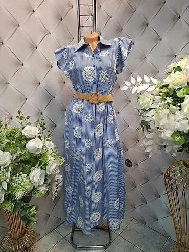 kraljevo haljine: Maksi košulja-haljina sa pojasom - Model: duga maksi haljina — 1