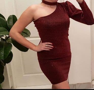 h: M (EU 38), color - Burgundy, Cocktail, Other sleeves — 1