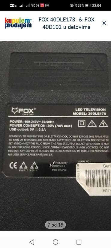 daljinski za tv sharp aquos: FOX 40DLE178 i FOX 40D102 – delovi za televizore (40") Dostupne — 8