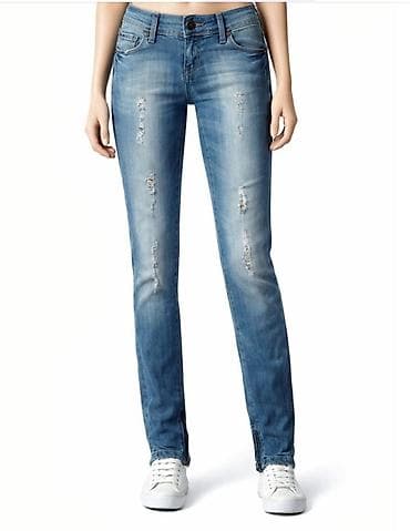 Ženske skinny farmerke od plavog teksasa sa ispranim efektom i