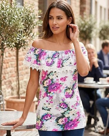 Personal Items: Ženska bluza/top sa otvorenim ramenima - Kroj: bardot/dekolte preko — 1