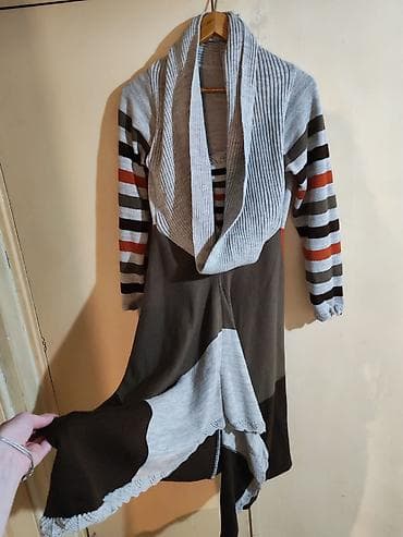 evaroza haljine: Pleteni ženski kardigan/haljina sa dugim rukavima i asimetričnim — 2