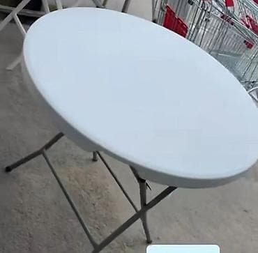 jysk sto na sklapanje: Okrugli sklopivi sto – beli - Prečnik ploče: približno 120–150 cm — 1