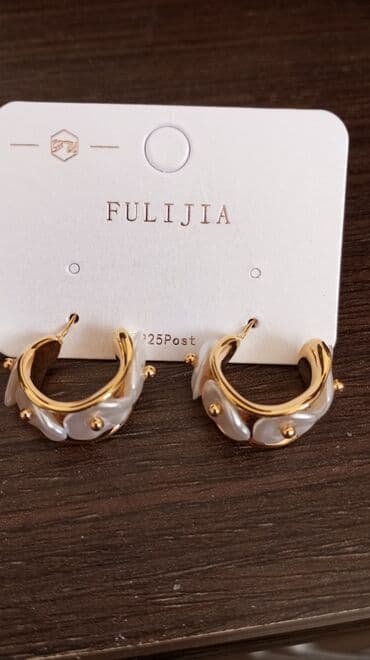 mona bele torbice: Hoop earrings, Material: Nacre — 1