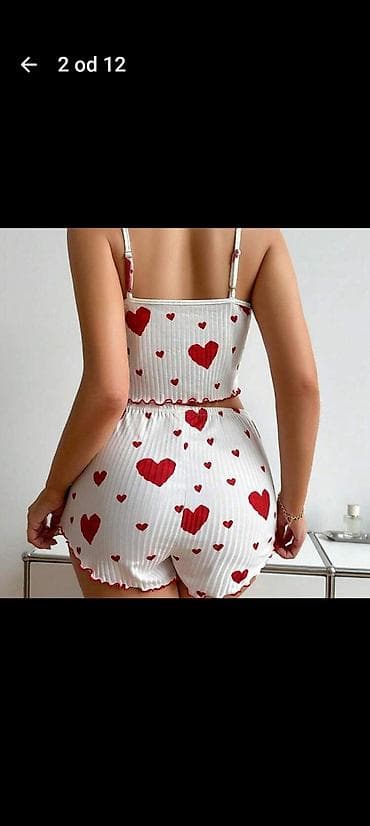 Muška obuća: Ženski komplet za spavanje/druženje – top na tanke bretele i šorts - — 2