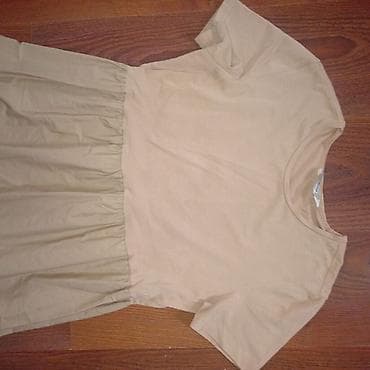 Lične stvari: Bež haljina sa kratkim rukavima - Model: ležerna midi haljina A-kroja — 2