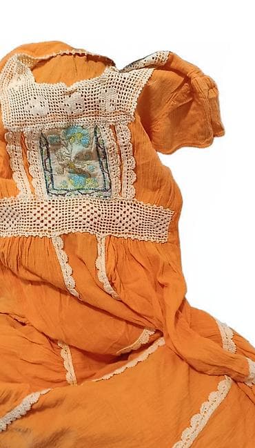 boho haljine online: Narandžasta boho haljina sa ručno rađenom čipkom i vezom - Stil — 1
