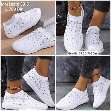 torbe za plažu new yorker: Mrežaste ženske patike – slip-on model - Boje: bela i crna - Ukras — 3