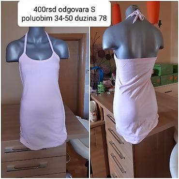 Muška obuća: Haljina/top na vezanje oko vrata u svetloružičastoj boji. - Model — 1