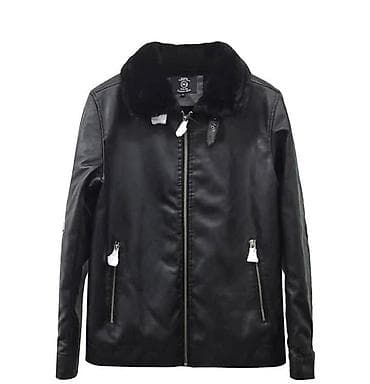 Muške jakne – dva modela 1) Crna kožna jakna sa krznom - Materijal