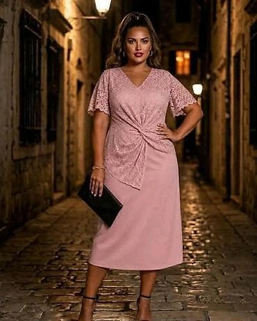blondy haljine: Elegantna midi čipkana haljina s preklopom - Kroj: midi dužina, blago — 5
