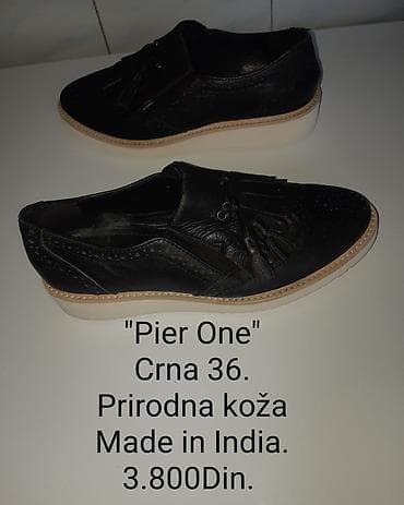 patike na platformu 36: PIER ONE ženske mokasine - Materijal: prirodna koža (crna) - — 1