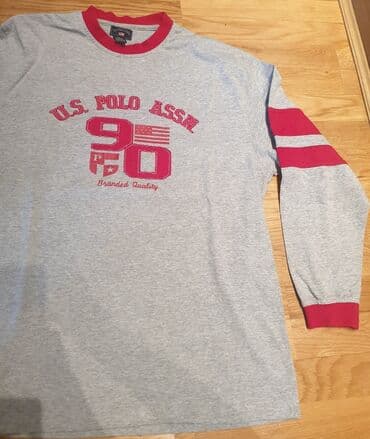 duks sa krznom: U. S. POLO ASSN original muski dux, majica dugih rukava, siva, sa — 2