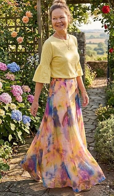 suknja m: Komplet: Suknja i Majica.Duga suknja sa akvarel/ tie-dye printom - — 1