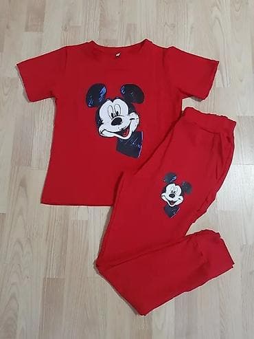 heklane pantalone: Dvoje komplet pidžama/kućnog seta za decu sa likom Mikija Mausa. - — 1