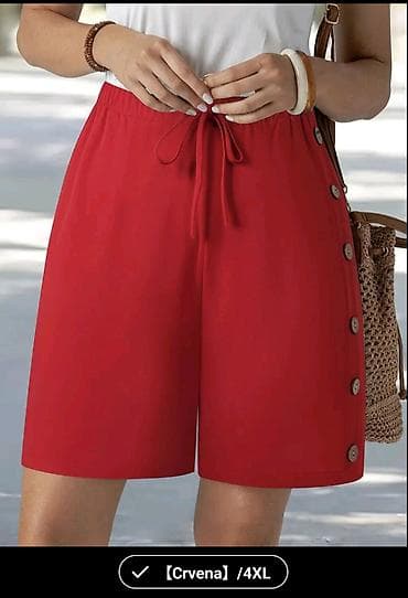 Ženske bermude – crvena boja, veličina 4XL - Model: ležerne bermude