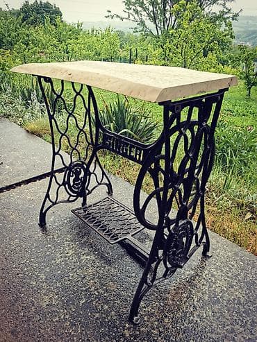 Singer retro unikat sto drvo novo orah visina stola 75 cm daska