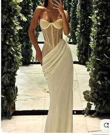 Elegantna korzet haljina sa čipkom i draperijom - Model: duga, uska