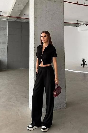 Men's Clothing: Dvodijelni ženski komplet – kratka majica sa rajsferšlusom i široke — 4