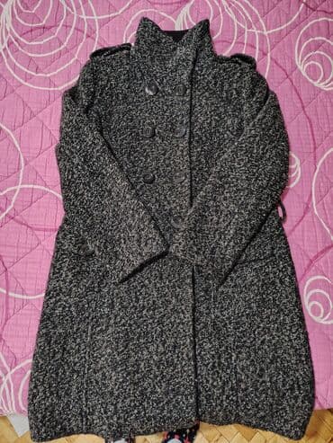 sivi tech fleece: Ženski zimski kaput u sivom meliranom tvidu. - Kroj: dvoredno — 2