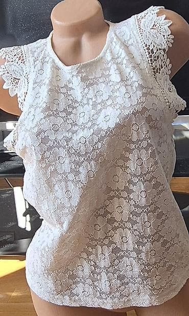 Ženska čipkana bluzica bez rukava – bela - Materijal: fina bela čipka