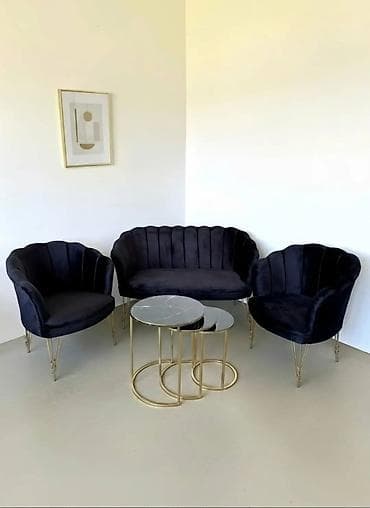 ormari sa ogledalima: Set klub garnitura – elegantan “shell” dizajn sa baršunastom — 2