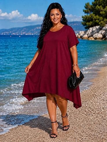 bele torbice male: Lepršava letnja haljina A-kroja sa kratkim rukavima - Model: široka — 2