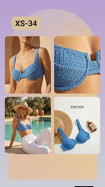 ana kupaci kostimi: Plavi bikini gornji deo – veličina XS (34) - Model sa žicom i — 1