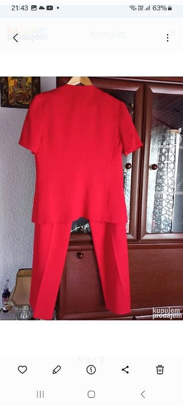 prsluk i pantalone komplet: Ženski komplet – pantalone i bluza/sako kratkih rukava u jarko crvenoj — 5