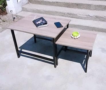 Stilski klub stolovi: Set od 2 klub stola – industrijski dizajn - Materijal: ploča u dekoru — 2