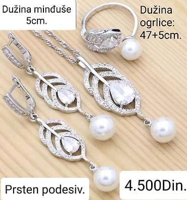 pandora sunce mesec prsten: Posrebreni komplet nakita sa žigom S925 – bela boja Sastav kompleta — 1