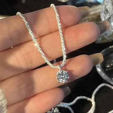 muski satovi za poklon: Elegantna ogrlica sa blistavim privjeskom - Materijal: sjajni metal — 2