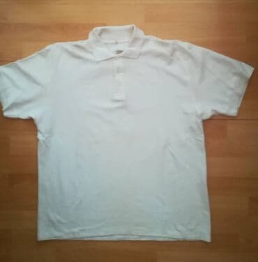 donji deo pidzame muski: Majica vel XXL, bela kragnom, pamučna, obim grudi114 cm, dužina 70 — 2