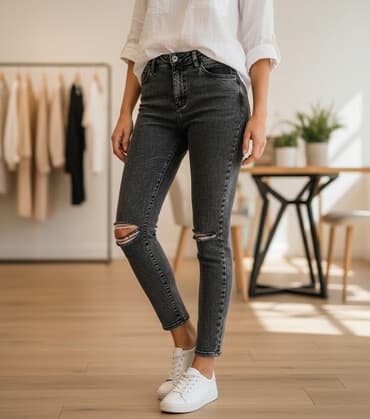 Predivne sive farmerice Na kolenima pocepan model Vel 26 sa puno na lalafo.rs Predivne sive farmerice Na kolenima pocepan model Vel 26 sa puno