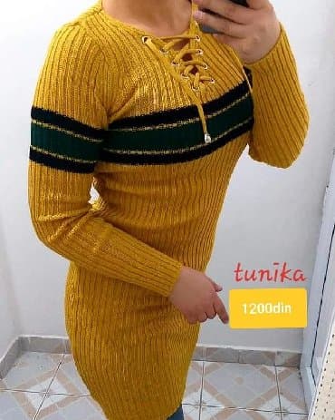 parke sa prirodnim krznom: One size, color - Yellow, Long sleeves — 1