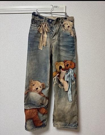 torbice sa cirkonima: ❤️Ženske široke farmerke sa printom medvedića
✅3100 din 
S m l — 9