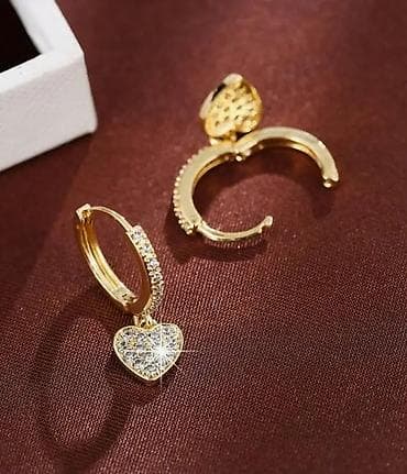 van cleef nakit cijena: Zlatne minđuše alke sa priveskom srce - Dizajn: tanke alke sa visećim — 2