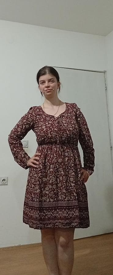 svecane suknje i bluze: Haljina sa dugim rukavima, boho/etno stil. - Boja: bordo osnovа sa — 2