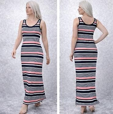 north face obuca: Dugačka haljina na pruge, bez rukava. Pruge su u crnoj, beloj i roze — 2