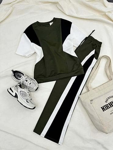 Gornji i donji deo: Dvodelni komplet majica s kratkim rukavima i široke trenerke ravnog — 4