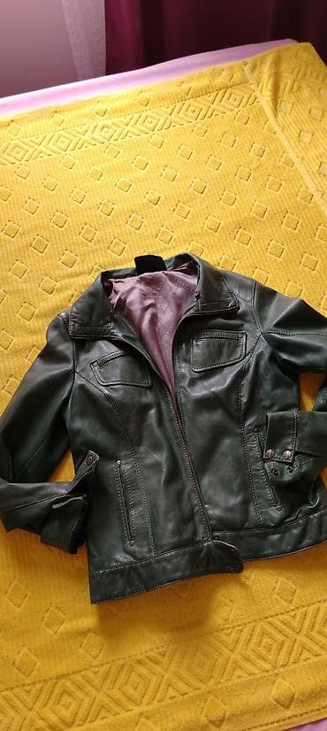 massimo dutti jakne: Zelena KOŽNA JAKNA, od prave kože, vel L/XL, odlično očuvana — 5