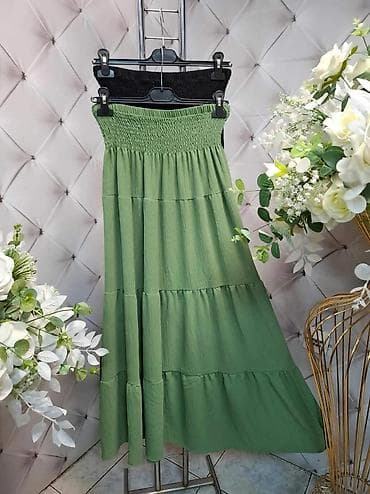 sandale za ples: Ženska boho suknja – dužina maxi/midi, sa širokim rastegljivim šmokom — 3