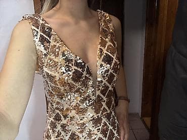 zara sandale na stiklu: Elegantna večernja haljina sa šljokicama - Model: duga — 1