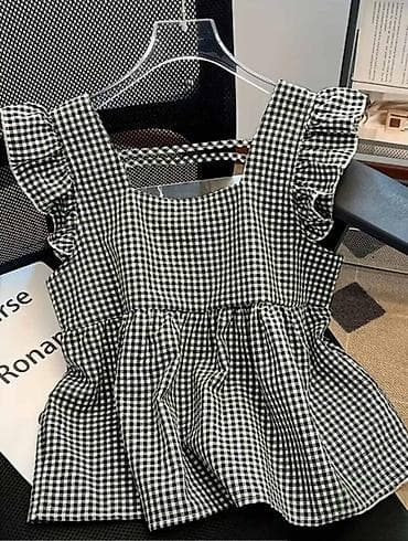 ps fashion kosulja: Ženska karirana bluzica na bretele Velicina 2XL - Uzorak: crno-bela — 1