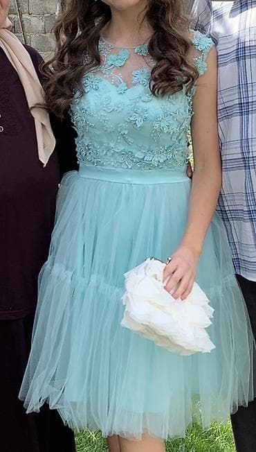 vapormax plave: Kratka svečana haljina u pastelno plavoj (mint) boji. - Kroj — 4