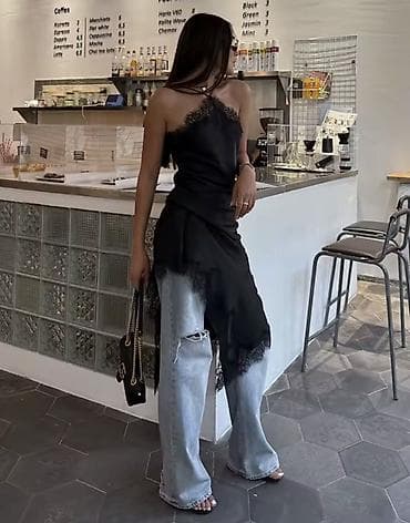 kofer beograd: 🔥Svileno-satenska haljina sa čipkom i asimetričnim porubom po top ceni — 4