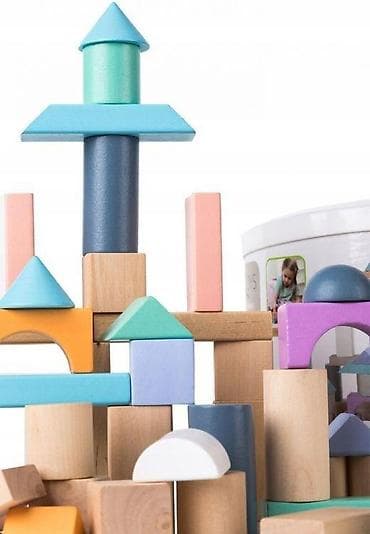 bicikla za decu od 8 godina: Drvene kocke 100 komada sa kanticom i sorterom – ECOTOYS Šifra — 2