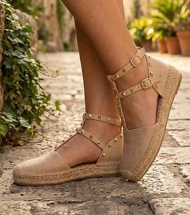 Ženske espadrile sa kaiševima i nitnama - Model: ravne espadrile sa na lalafo.rs Ženske espadrile sa kaiševima i nitnama - Model: ravne espadrile sa