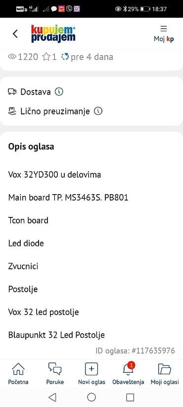 ugradna rerna na gas: Vox 32YD300 – delovi i postolja + postolje za Blaupunkt 32" Dostupne — 9